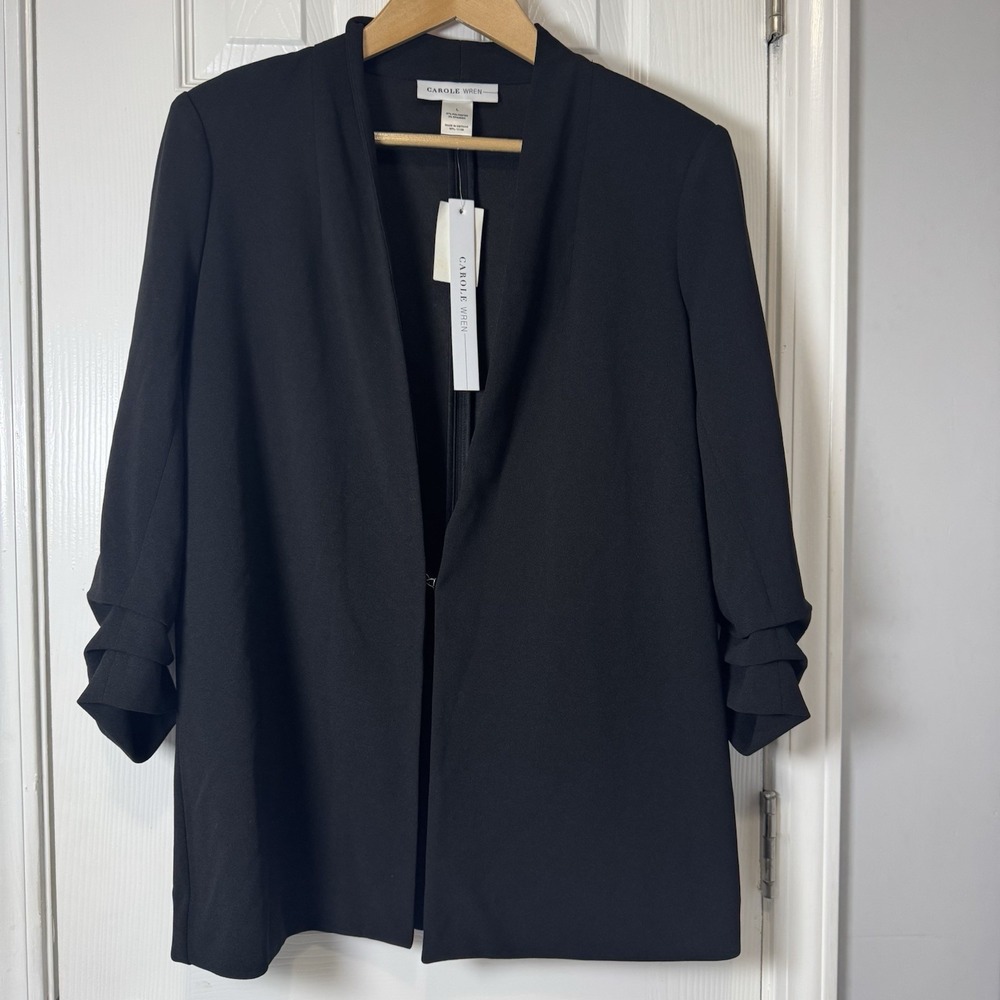 Carole Wren Versona Blazer Black Size Large Women's‎ 3/4 Sleeves NWT